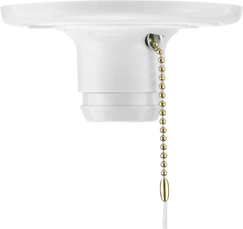 Maxxima Plastic Lamp Holder - Featuring Pull Chain, One-Piece Medium Base, E26 Bulb Socket, Outlet Box Mount, 660W, Ceiling Lighting, Compatible with LED and Incandescent Light Bulbs - 2 Pack - Image 5
